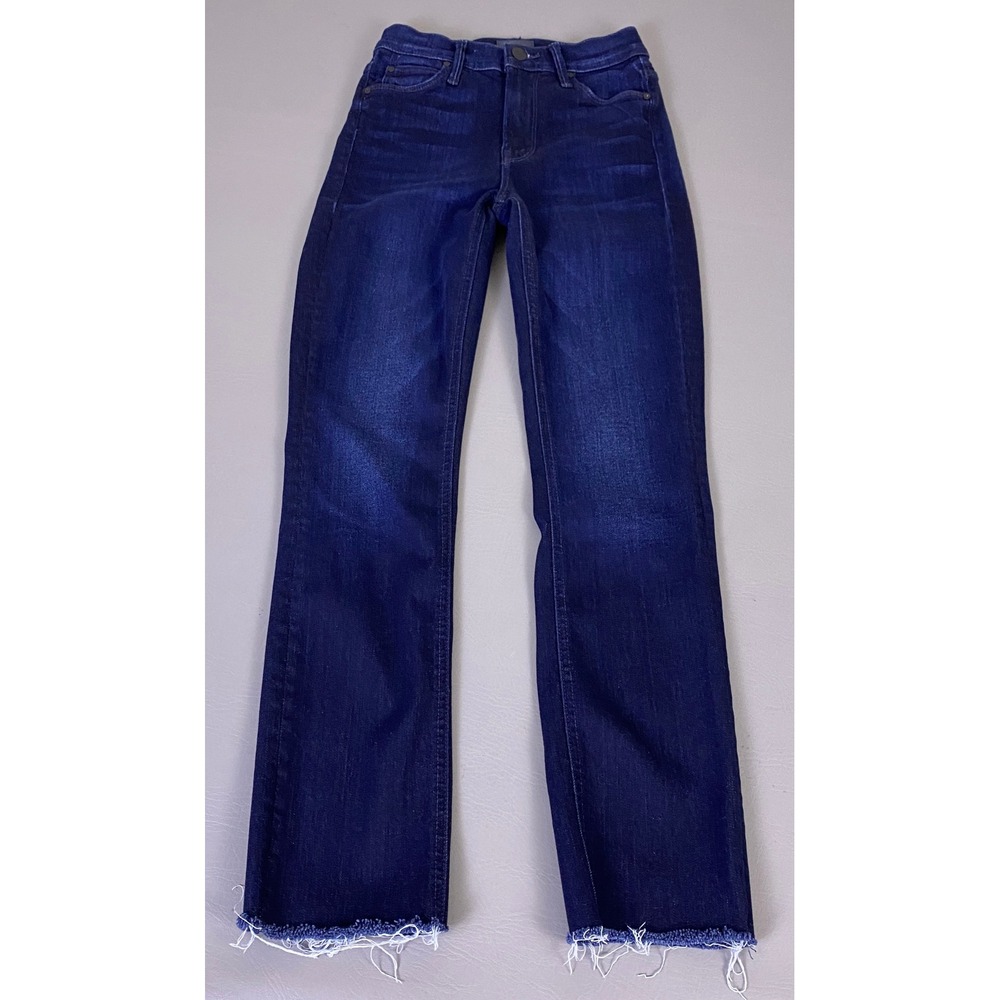 Mother The Mid Rise Dazzler Ankle Jeans 23 Now Or Never Dark‎ Blue Wash Raw Hem